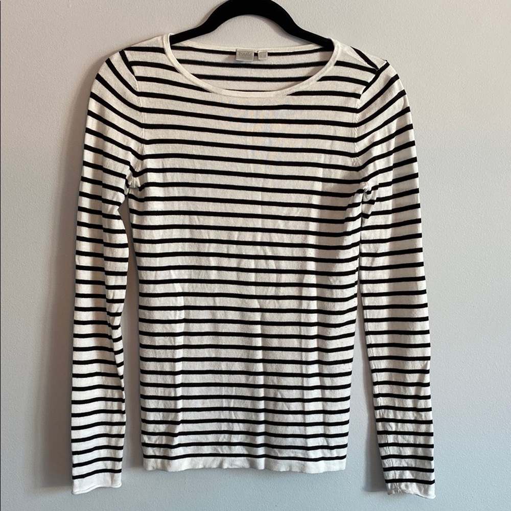 Twik Simons Black and White Striped Long Sleeve Top